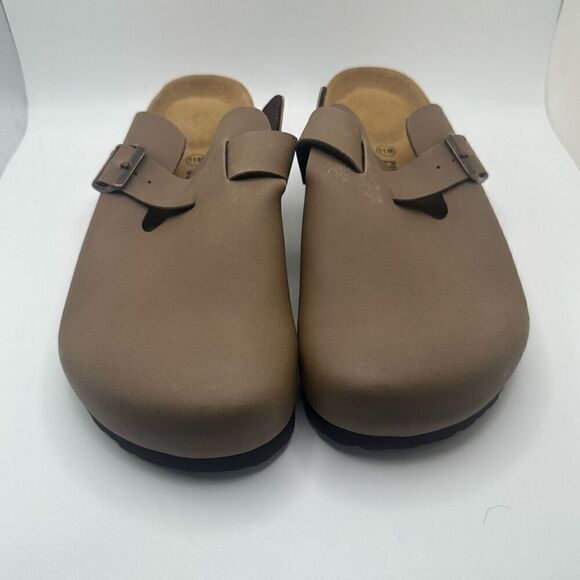 CUSHIONAIRE Women's Cork Footbed Clog with Genuine Leather Upper 11 BROWN NEW - Picture 2 of 7